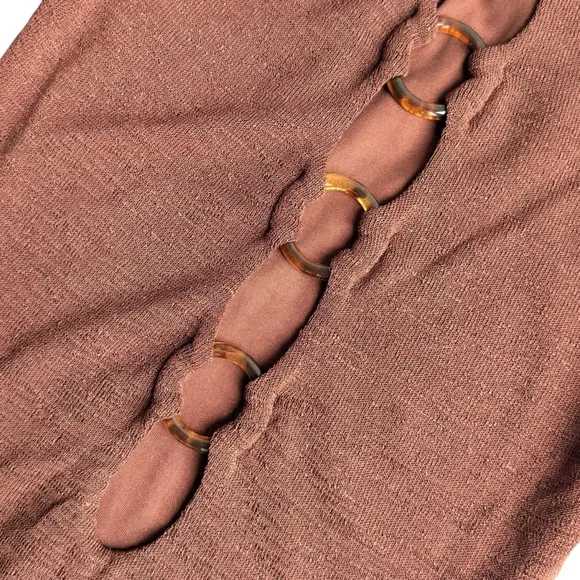 NWT Princess Polly Dejonge Ring Detail Long Sleeve Minidress Brown US 2 - Picture 7 of 9